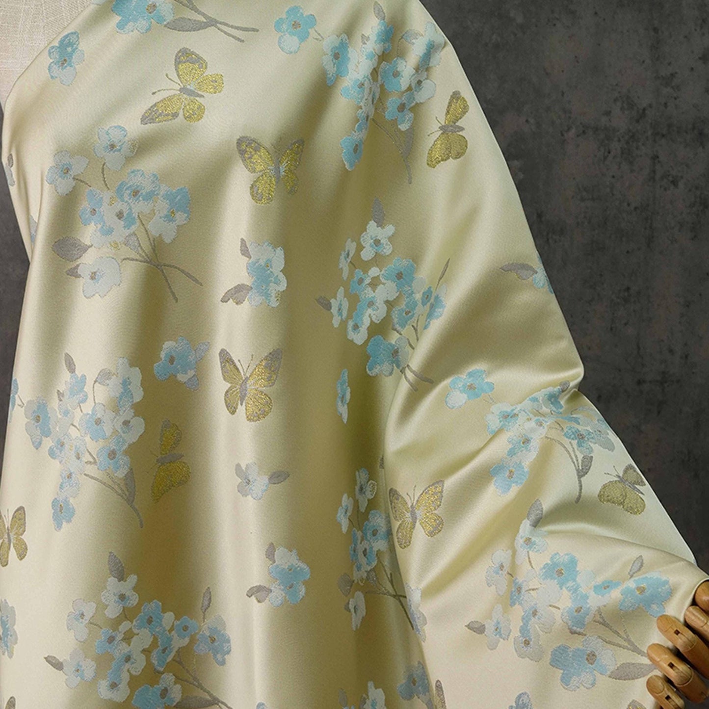 Gold Butterfly Brocade Fabric: Plum & Pale Gold Jacquard - 59" Wide