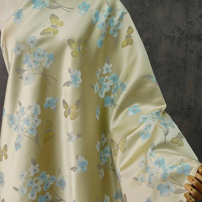 Gold Butterfly Brocade Fabric: Plum & Pale Gold Jacquard - 59" Wide