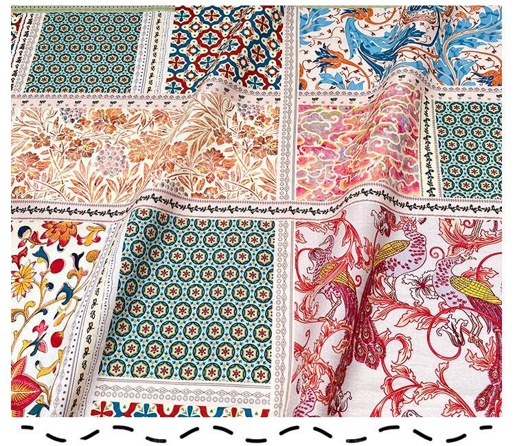 Hand Printed Cotton Sewing Fabric: Indian Quilting & Dress Material