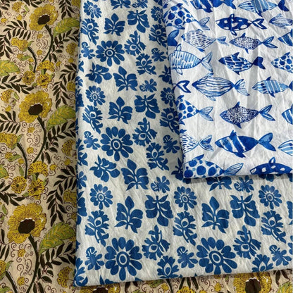 Tissu en coton imprimé au bloc : style indien estampé à la main - Couture et loisirs créatifs