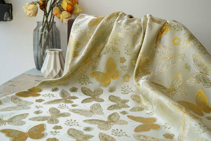 Gold Butterfly Brocade Fabric: Nishijin Kimono Style, 60" Wide