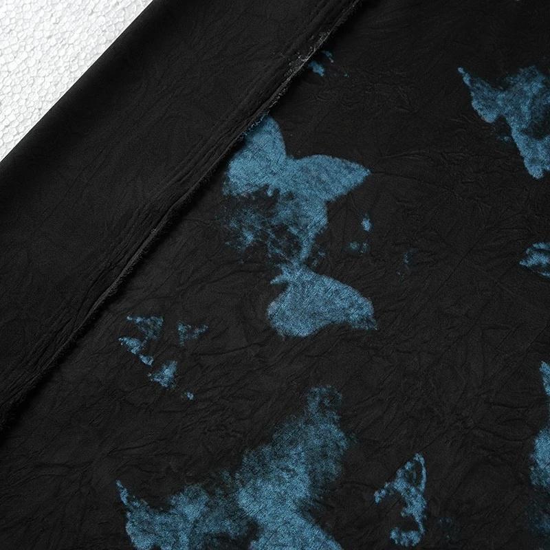 Blue Butterfly Tea Silk Satin Fabric: 58"W Rayon Blend