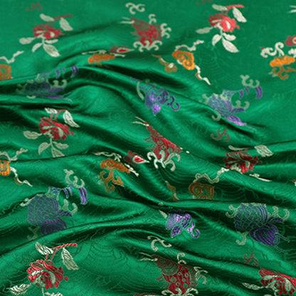 Tissu brocart bleu sarcelle : robe jacquard mongole chinoise en rayonne, 75 cm de large