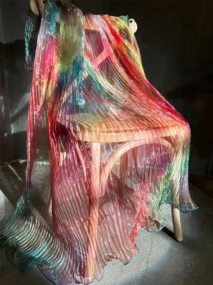 Rainbow Waves Accordion Pleated Organza Fabric - 55"W