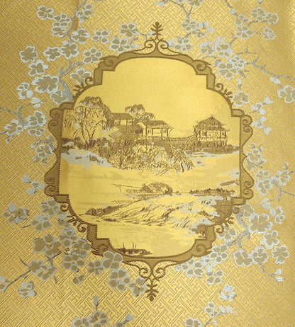 Tissu satiné damassé métallisé : jacquard à texture 3D, 150 cm de large
