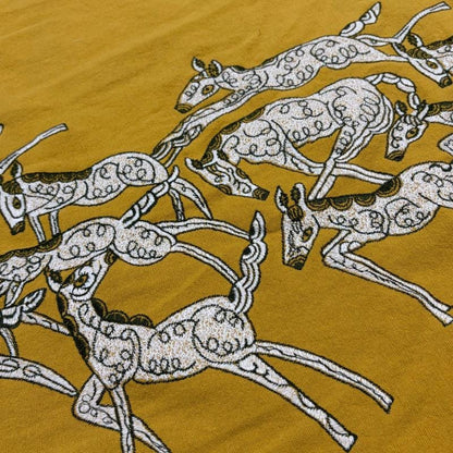 Tissu brodé à motif de cheval au galop (style japonais, lin, large)