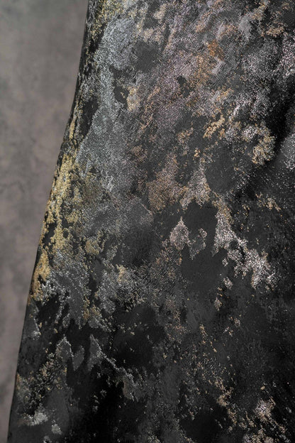 Gold Foil Jacquard Fabric: Vintage Metallic Woven Textile (63"W, By The Meter)
