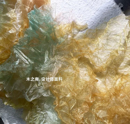 Pleated Crepe Fabric: Amber Hand-Pressed Texture, 57" Wide