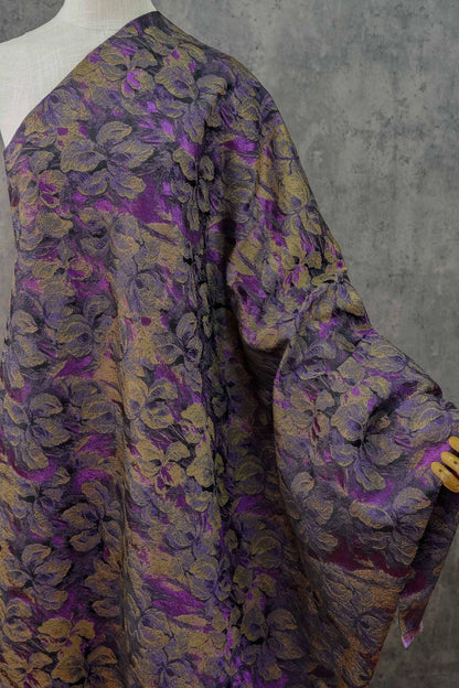 Floral Jacquard Fabric | Purple Abstract Woven Upholstery, 63"W