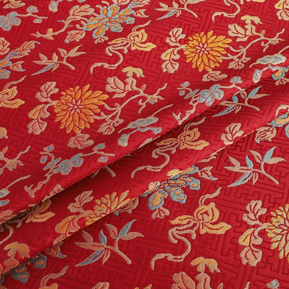 Orange Dunhuang Brocade Fabric: 59"W Tibetan Robe Material