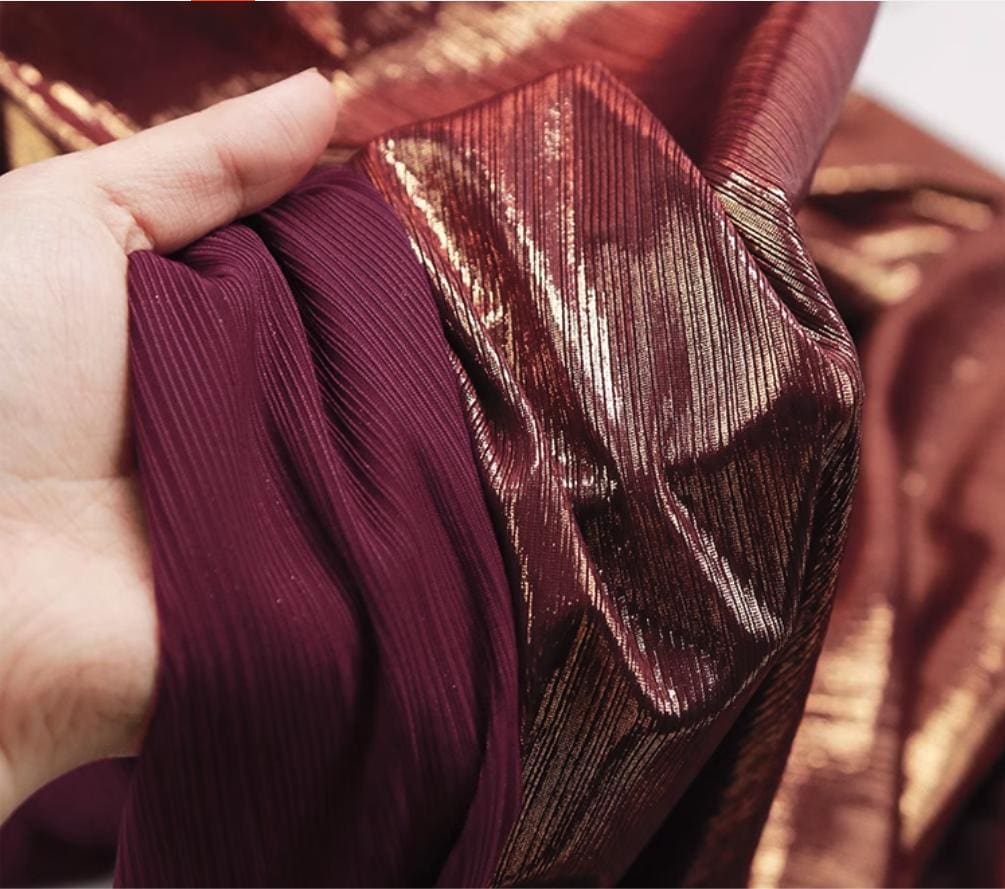 Metallic Foil Striped Knit Fabric: 4-Way Stretch, 56" Wide