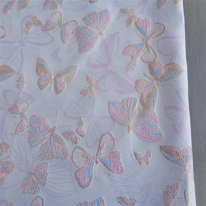 Butterfly Jacquard Fabric with Gold Thread: 58" Wide, By The Meter