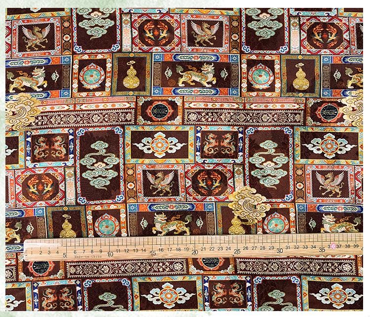 Dunhuang Style Silk Chiffon Fabric ��� Oriental Jacquard Texti" Wide