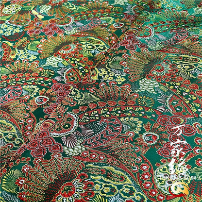 Plumeria Silk Brocade Fabric: Hand Woven Damask (29.5"W)