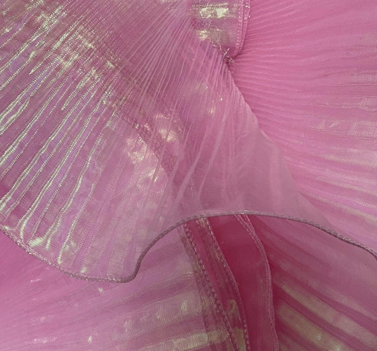 Two-Toned Ruffle Organza Fabric: 3D Folds, 15cm Wide