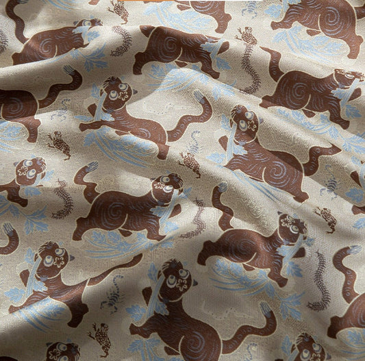 Tissu brocart jacquard Totem 59 po de large : style tibétain impérial