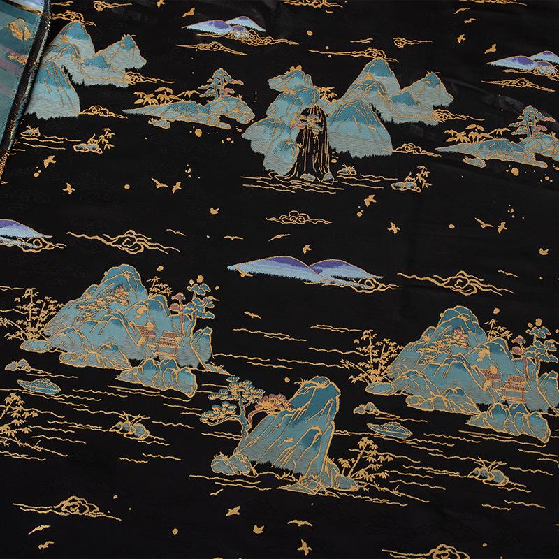55" Landscape Painting Brocade Fabric: Emperor Tibetan Style