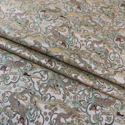 Tissu brocart Dragon Argenté : 150 cm de large, rayonne, matériau de couture