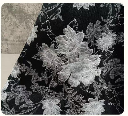 Gold Floral Jacquard Fabric: Metallic Brocade for Sewing - 59" Wide