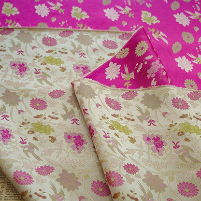 Gold Thread Floral Jacquard Fabric: 3D Texture, 55" Wide