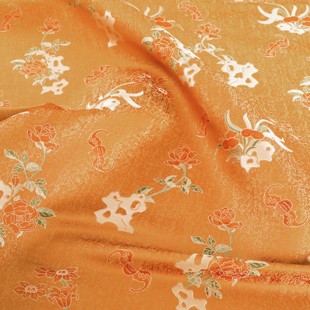 Peony Brocade Satin Fabric: 59" Wide Chinese Style Sewing Material