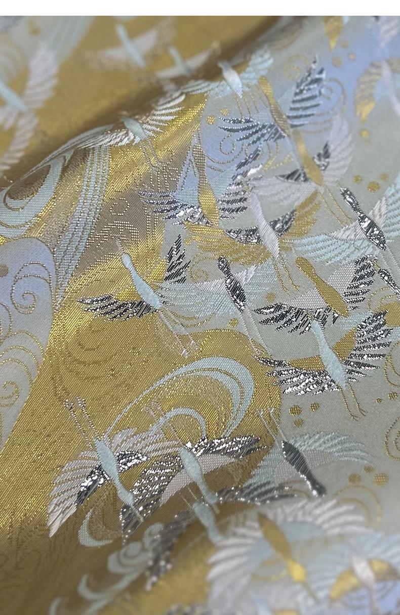 Kirin Nishijin Silk Brocade Fabric with Silver Foil - 59" Wide