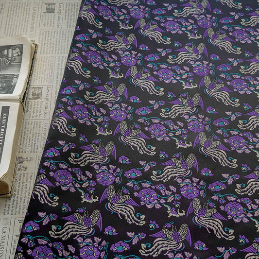 Tissu jacquard pivoine Phoenix Delight : style dynastie Song chinoise, 150 cm de large