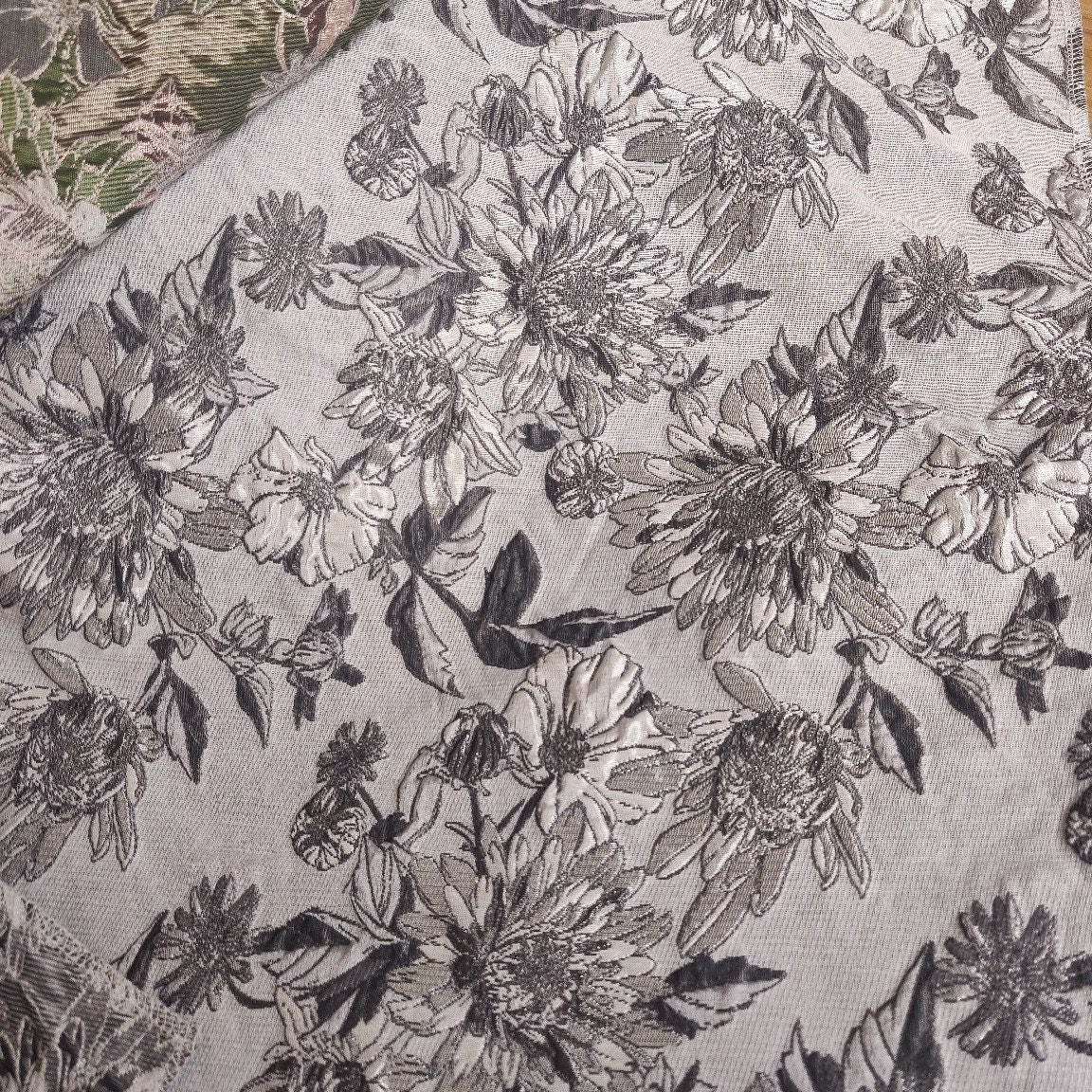 Reversible Floral Jacquard Fabric: 3D Embossed Upholstery, Costume, Sewing (61"W By 1 yard)