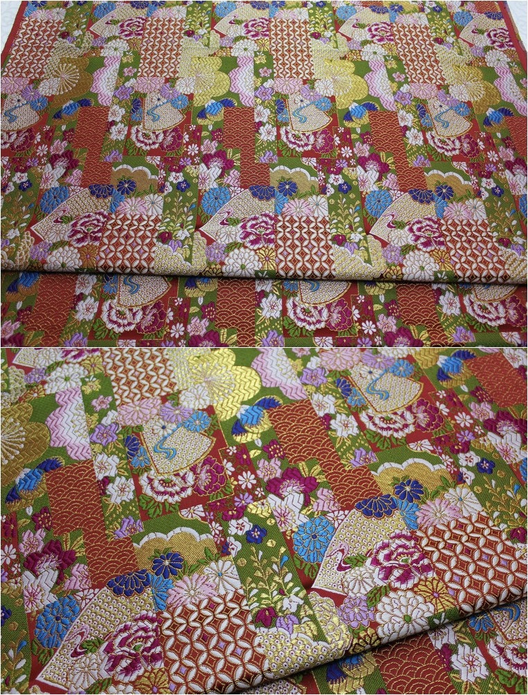 Nishijin Floral Jacquard Brocade Fabric: Japanese Silk Rayon Blend