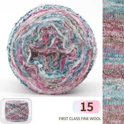 Fil de soie mohair teint à la main : Laine à tricoter dégradée arc-en-ciel (50 g/100 m)