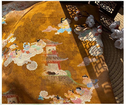 Jacquard Xiangyun Rayon Silk Fabric, Xianque Spring"W