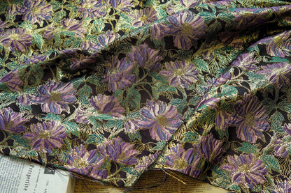 Gold Thread Jacquard Fabric: Retro Reversible Upholstery, Costume, Decor