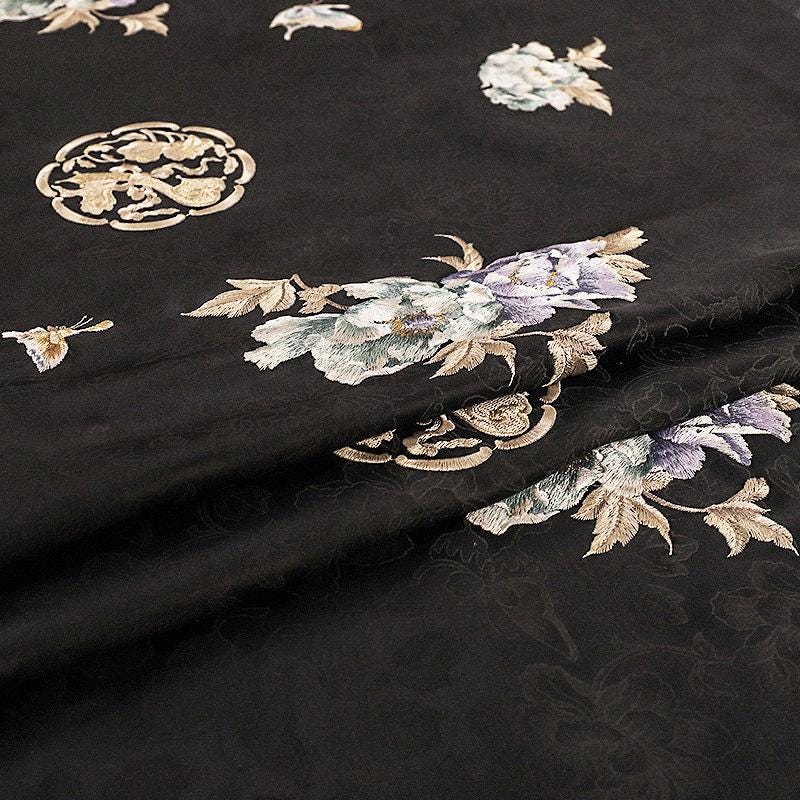 Floral Damask Embroidery Fabric: 59���W Cheongsam Dress Ma