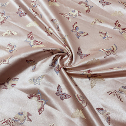 Light Pink Butterfly Brocade Fabric: 59"W Rayon Blend