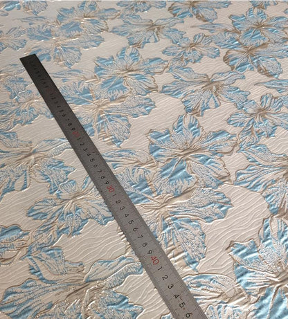 Lily Flower Jacquard Fabric ��� Gold Thread Embossed Brocade for Sewing, Crafts & Quilti"Wide