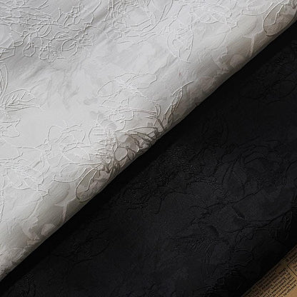 Embossed Jacquard Fabric: 3D Texture, Silver Thread Blend - 55" Wide