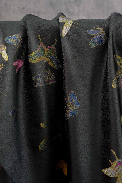 Black Brocade Fabric | Butterfly Jacquard, Sewing Material (59"W)