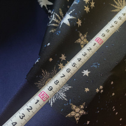 Galaxy Jacquard Fabric: Dark Blue Universe Cotton Blend, 59" Wide