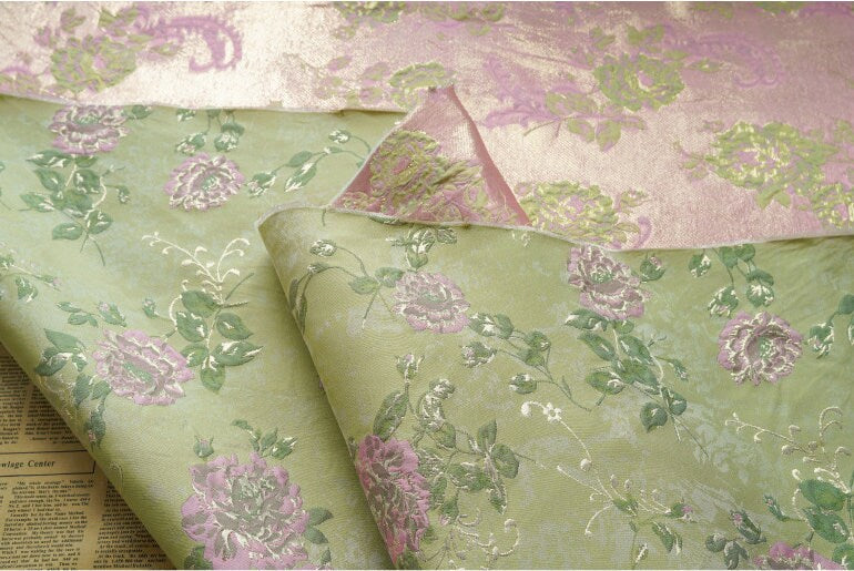 Tissu jacquard brocart à motif floral : style palais rétro, largeur 150 cm (59 po) - Vendu au mètre