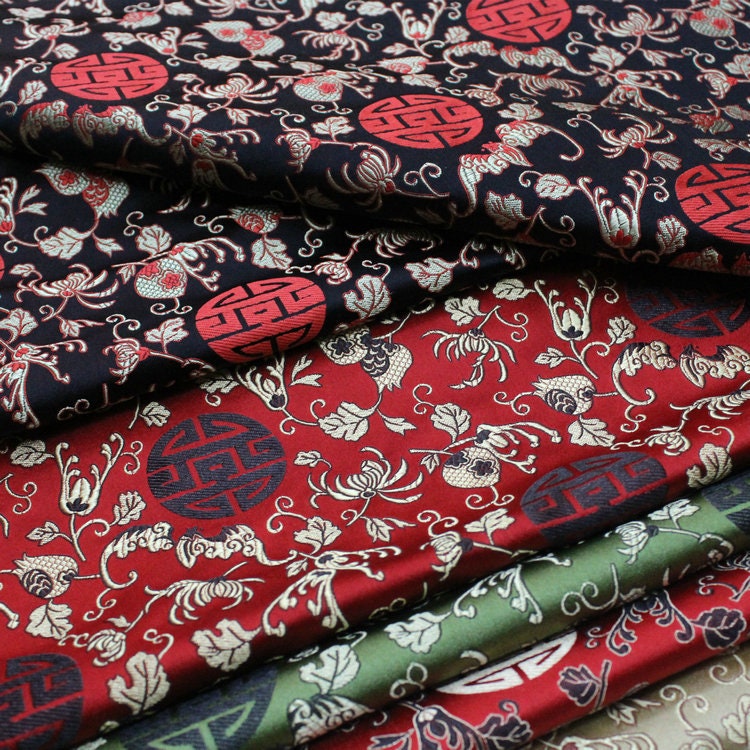 Floral Jacquard Brocade Fabric: Traditional Chinese Style (29.5" Wide)