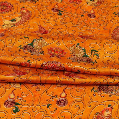 Phoenix and Koi Fabric: Luxury Printed Rayon Tea Silk (59" Wide)