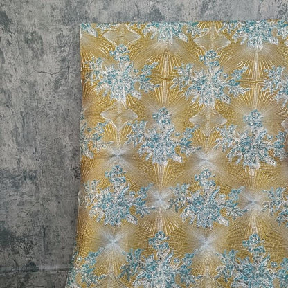 Metallic Brocade Fabric: 52"W Damask Jacquard with Gold Thread