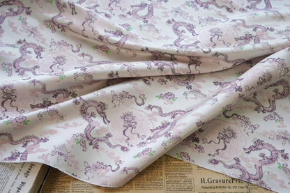 Tissu brocart Lilas Dragon : Cheongsam Qipao multicolore, 147 cm de large