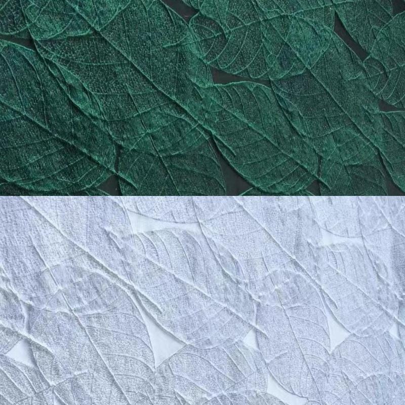 Metallic Leaf Jacquard Fabric: 3D Texture, 59" Wide, Upholstery & Sewing