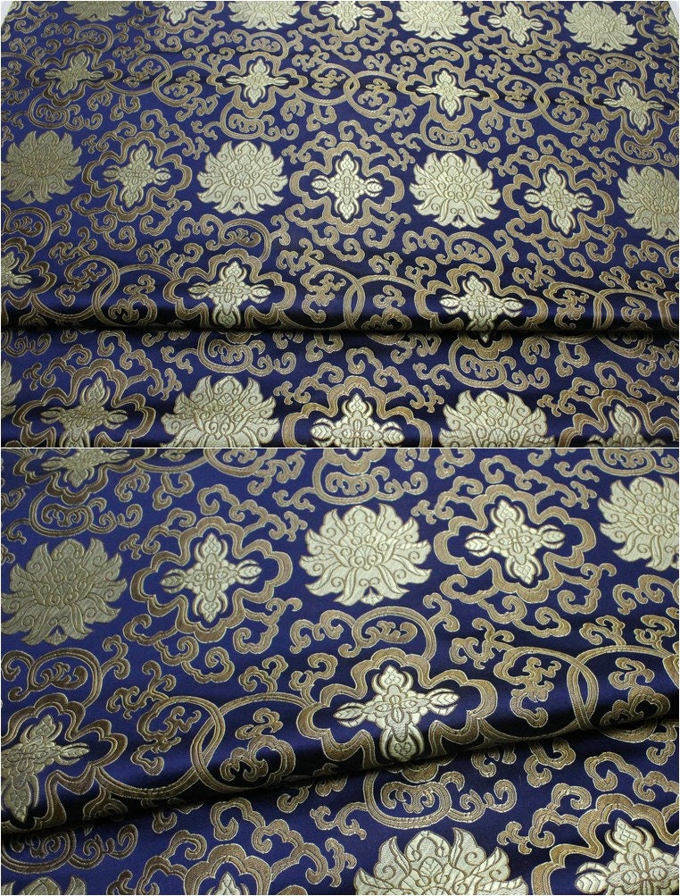 Chinese Medallion Brocade Fabric: Silk Rayon Blend, 29.5" Wide