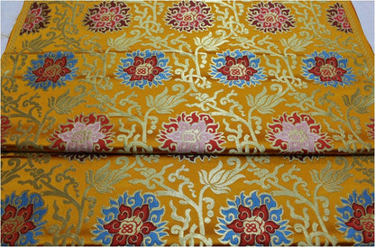 Lotus Thangka Brocade Fabric: Tibetan Buddhist Robes (29.5"W)