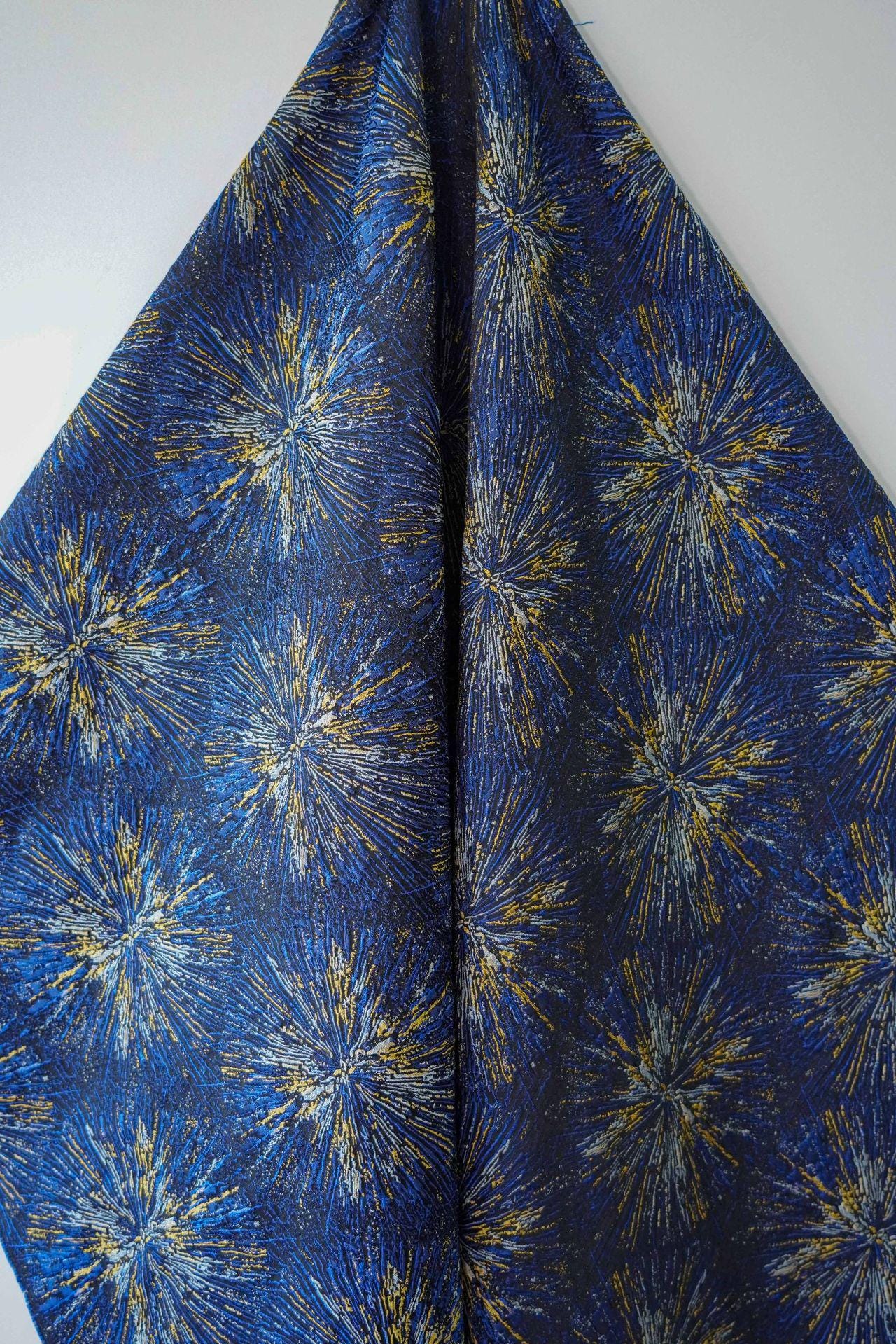 Gold Embroidered Jacquard Fabric: Luxury Floral Upholstery, Costume, Decor