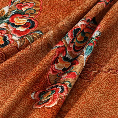 Ancient Painting Tea Silk Satin Fabric - 59"W Digital Print