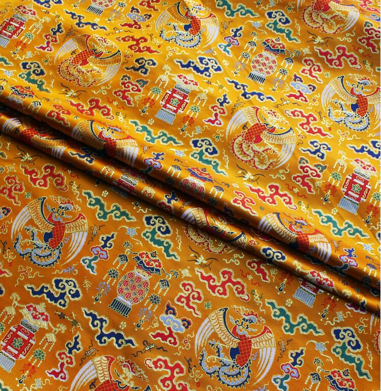 Peacock Lantern Brocade Fabric: 58"W Chinese Rayon Sewing Material