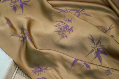 Bamboo Floral Brocade Fabric: Silk Rayon Blend (45"W)
